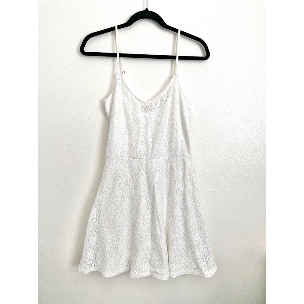 Hollister White Lace Fit and Flare Tank Dress